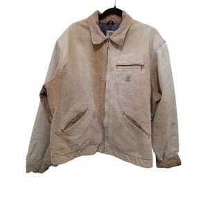 Carhartt J01 Tan Duck Canvas Blanket Lined Work Jacket 48 Tall Heavy-Duty Men's